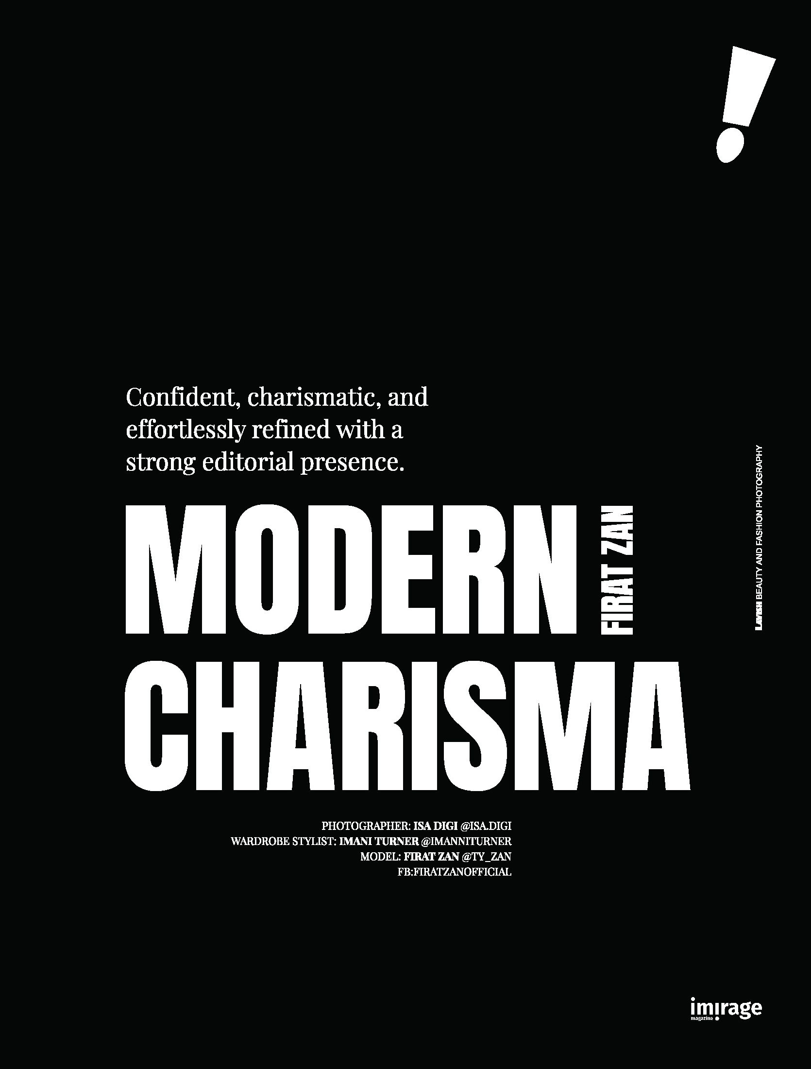 Firat Zan in IMIRAGE Modern Charisma editorial — page 1