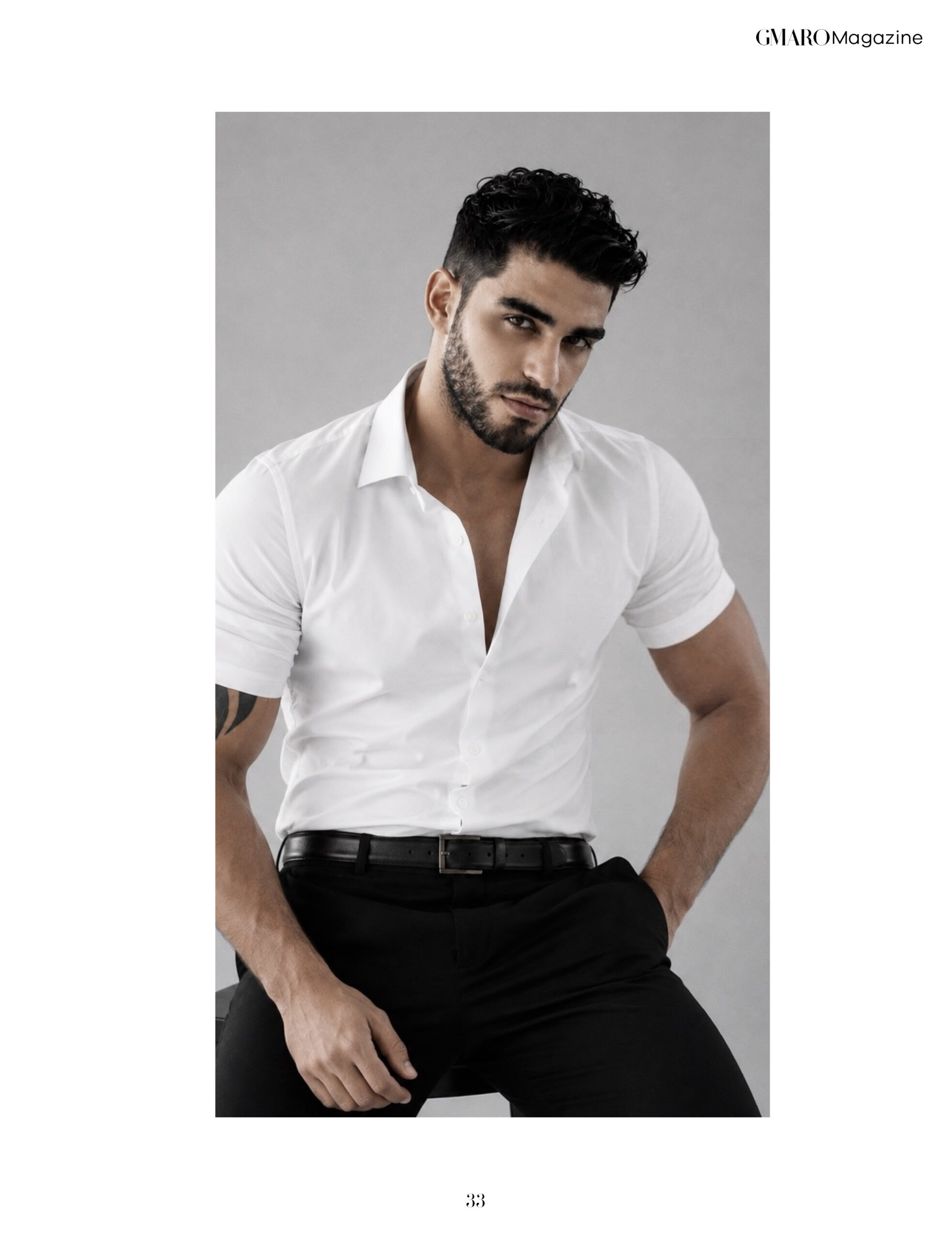 Firat Zan GMARO white shirt editorial portrait