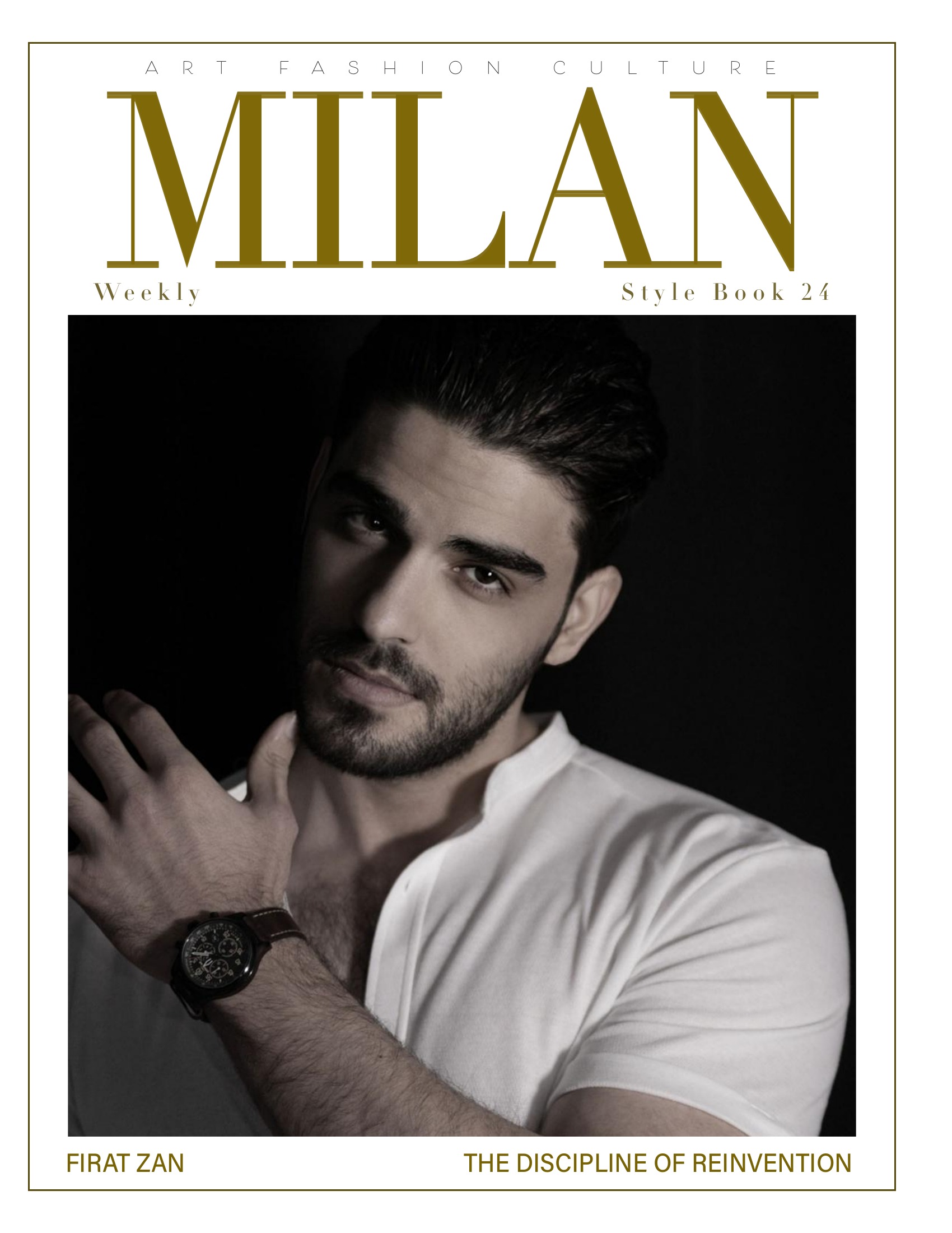 Milan Weekly Style Book 24 front cover issue page featuring Firat Zan