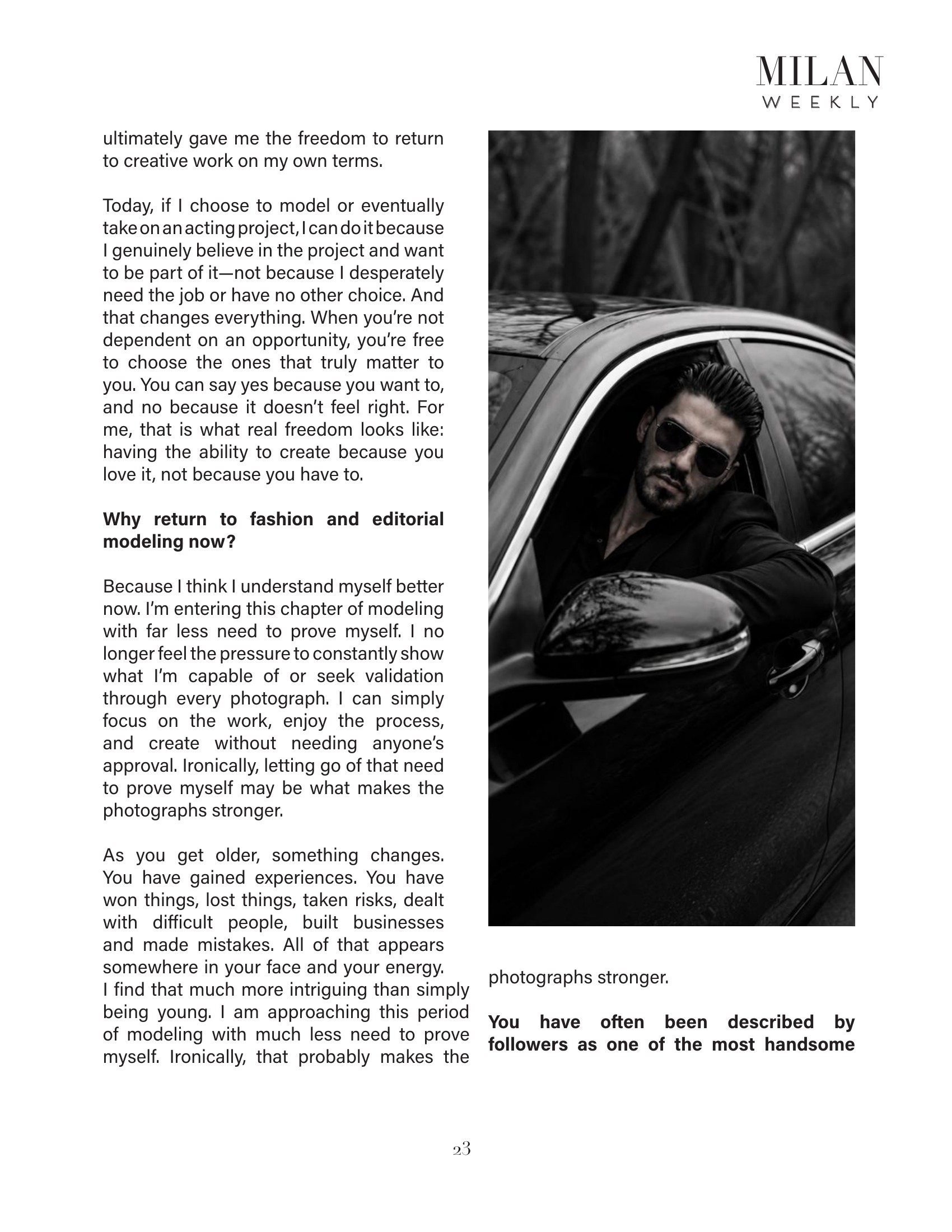 Firat Zan Milan Weekly published feature page 23