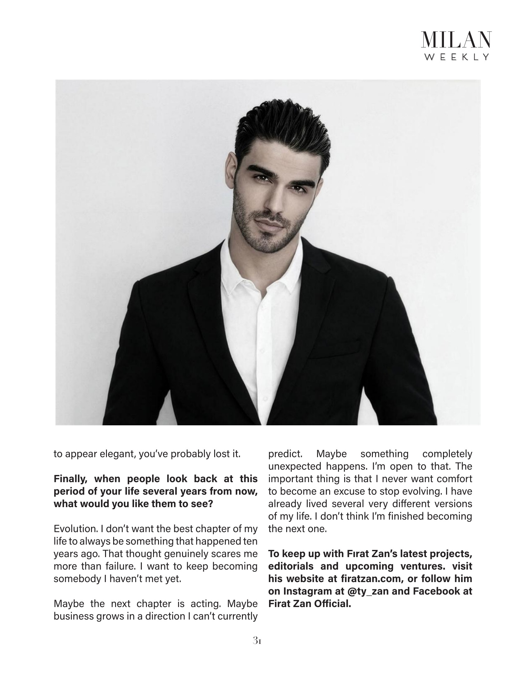 Firat Zan Milan Weekly interview preview page 31